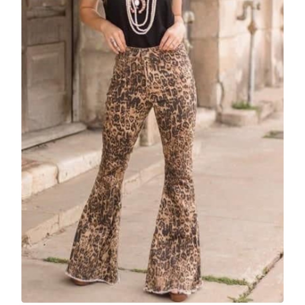L&B leopard bell bottom jeans 8